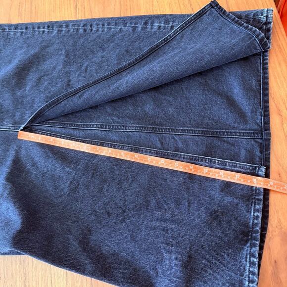 Madewell Skirt Size 28 Black Denim Maxi Front Slit - Picture 10 of 12